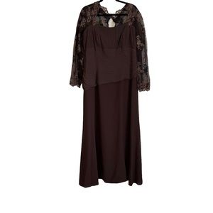 Jade by Jasmine Brown Mother of Bride Evening Gown Beaded Sleeves Size 16